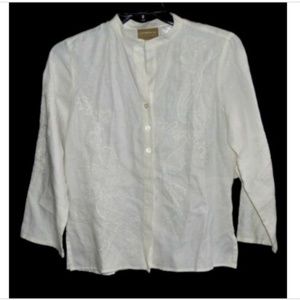Liz Claiborne White Button Down Career Blouse